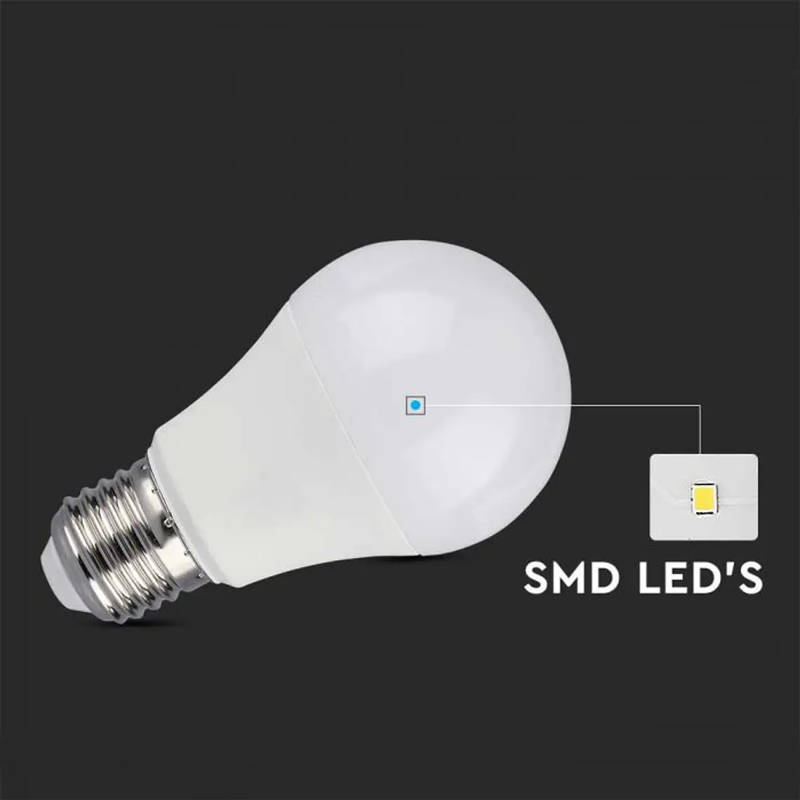 Lâmpada LED Plastic 10.5W A60 E27 V-TAC 5