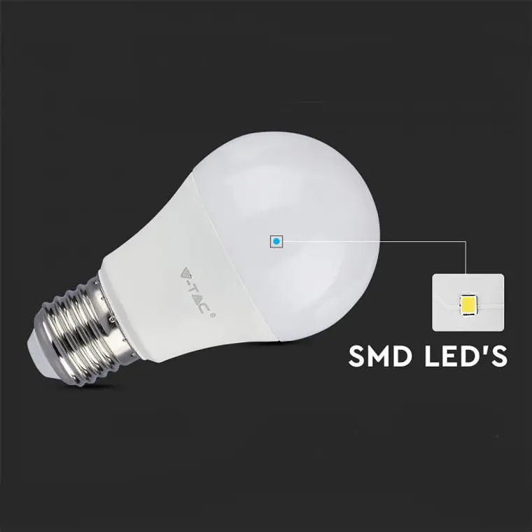 Lâmpada LED Plastic 11W A60 3000K E27 V-TAC 4