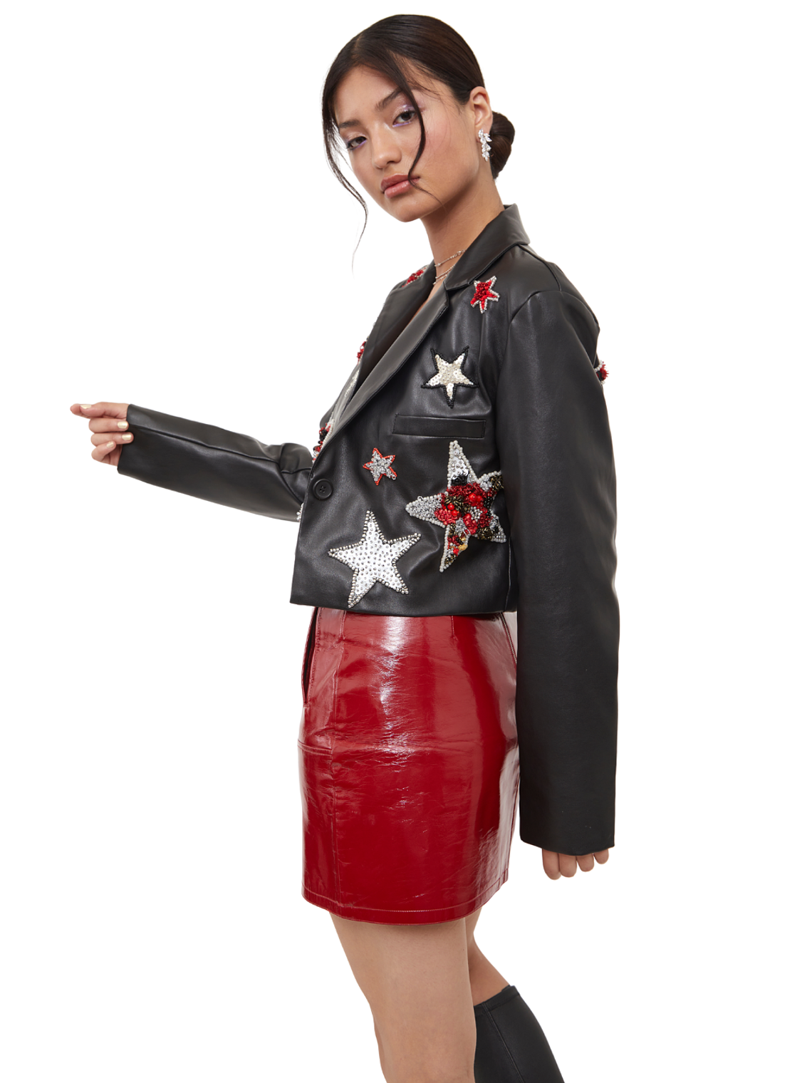 Chaqueta efecto cuero negra 2