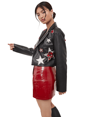 Chaqueta efecto cuero negra