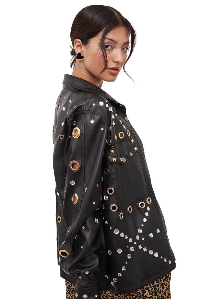 Chaqueta efecto cuero 