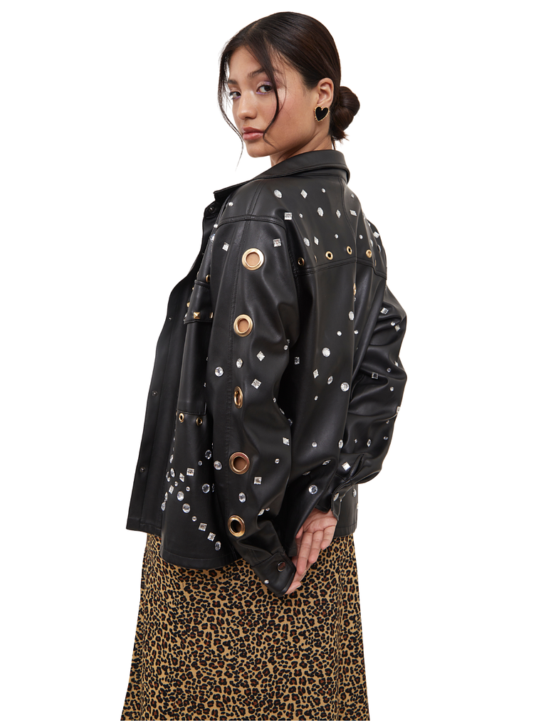 Chaqueta efecto cuero 