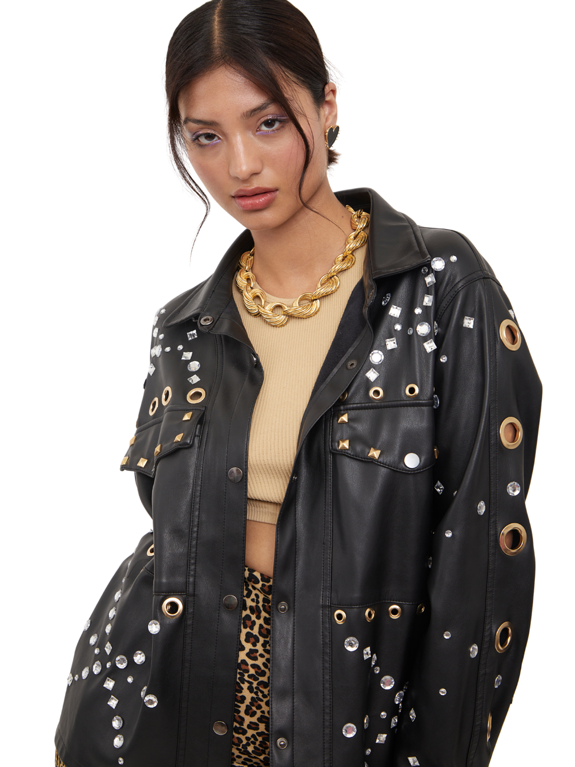 Chaqueta efecto cuero 