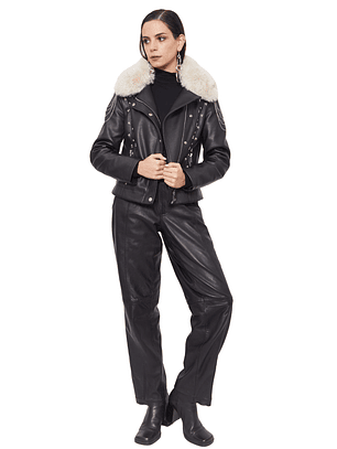 Chaqueta efecto cuero 