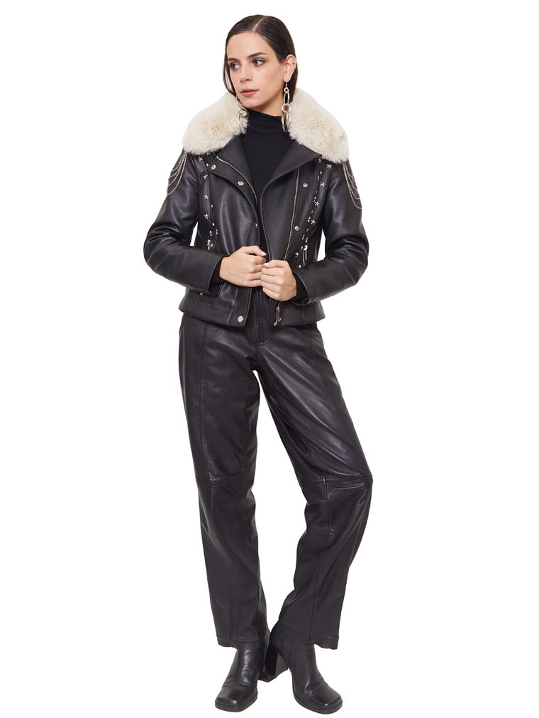 Chaqueta efecto cuero 