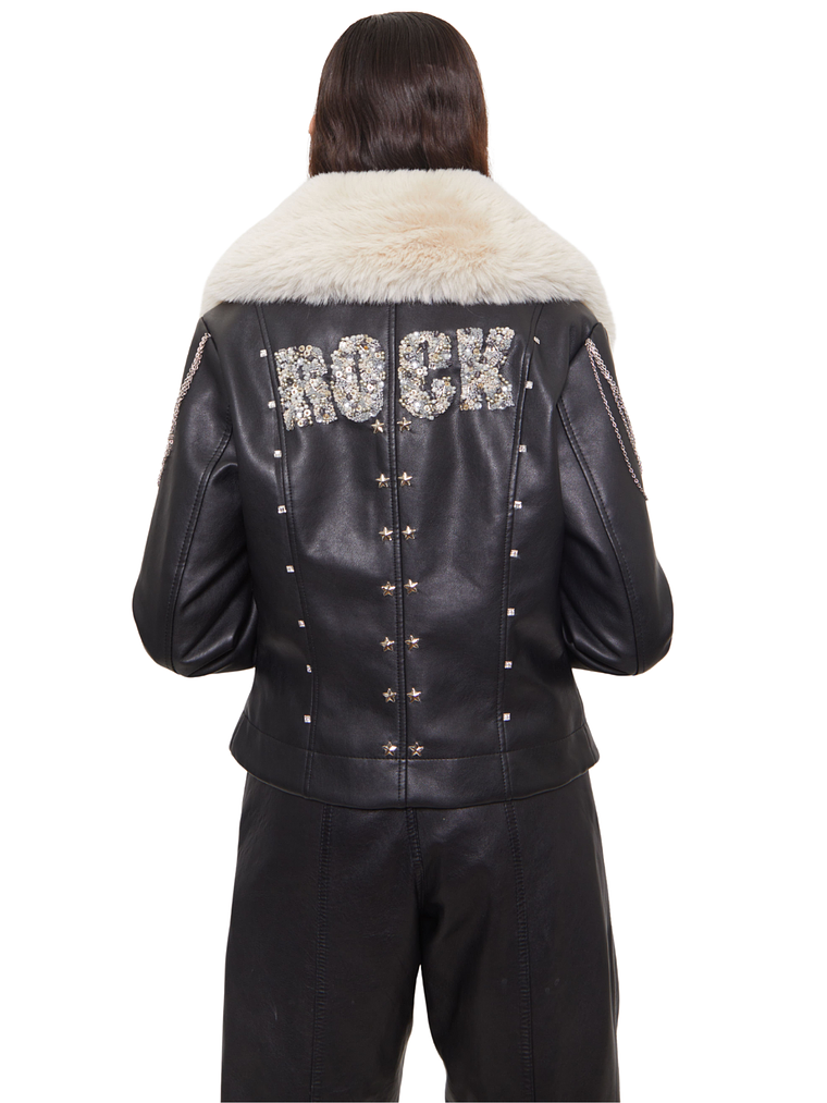 Chaqueta efecto cuero 