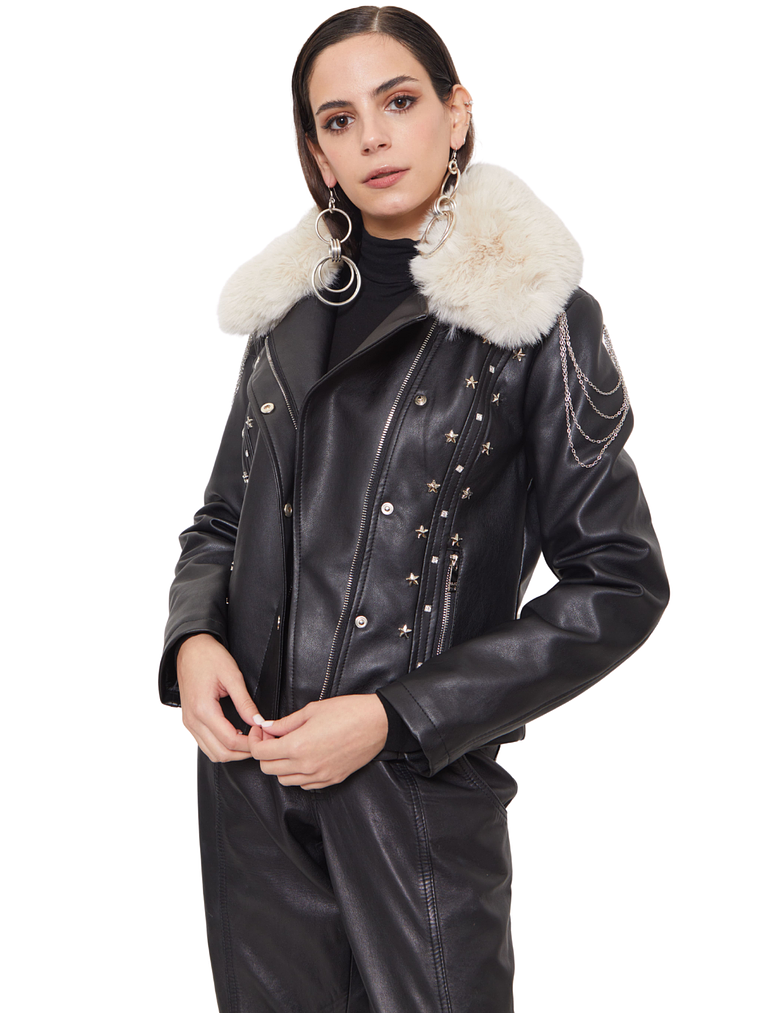 Chaqueta efecto cuero 