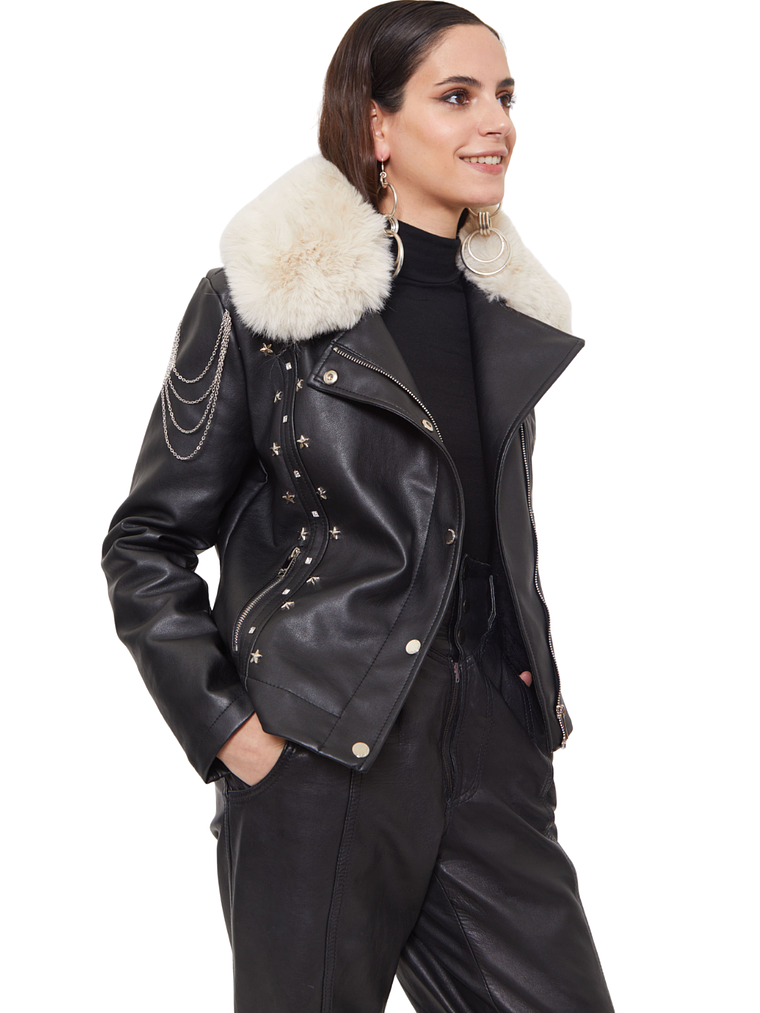 Chaqueta efecto cuero 