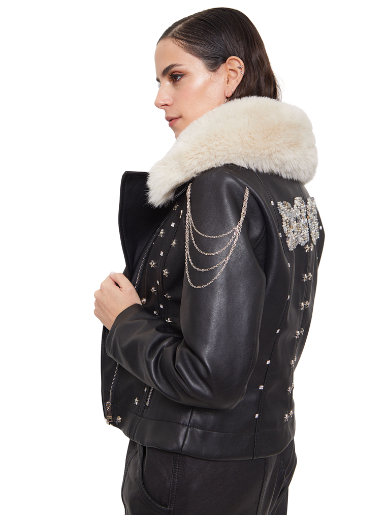 Chaqueta efecto cuero 