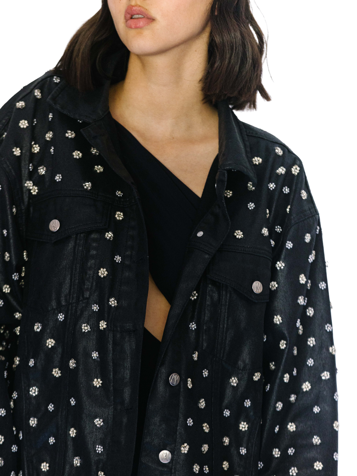 Chaqueta jeans metalizada 