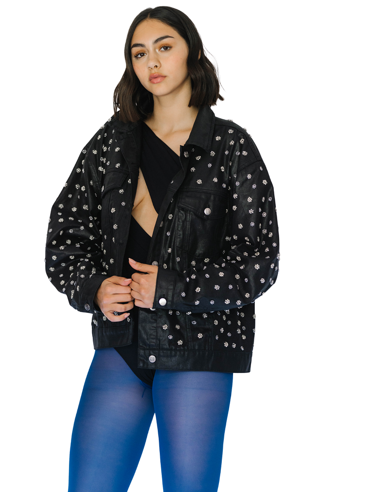 Chaqueta jeans metalizada 