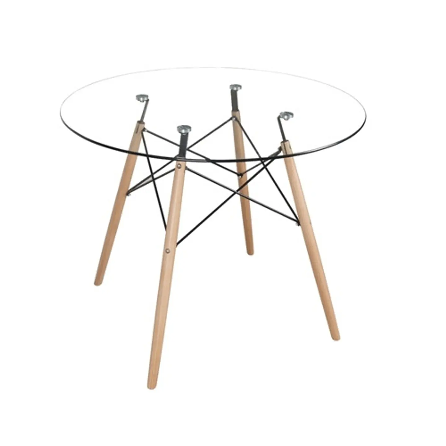 Mesa Redonda 80cm Eames Comedor de Vidrio y madera para Comedor Reunion Eventos  3