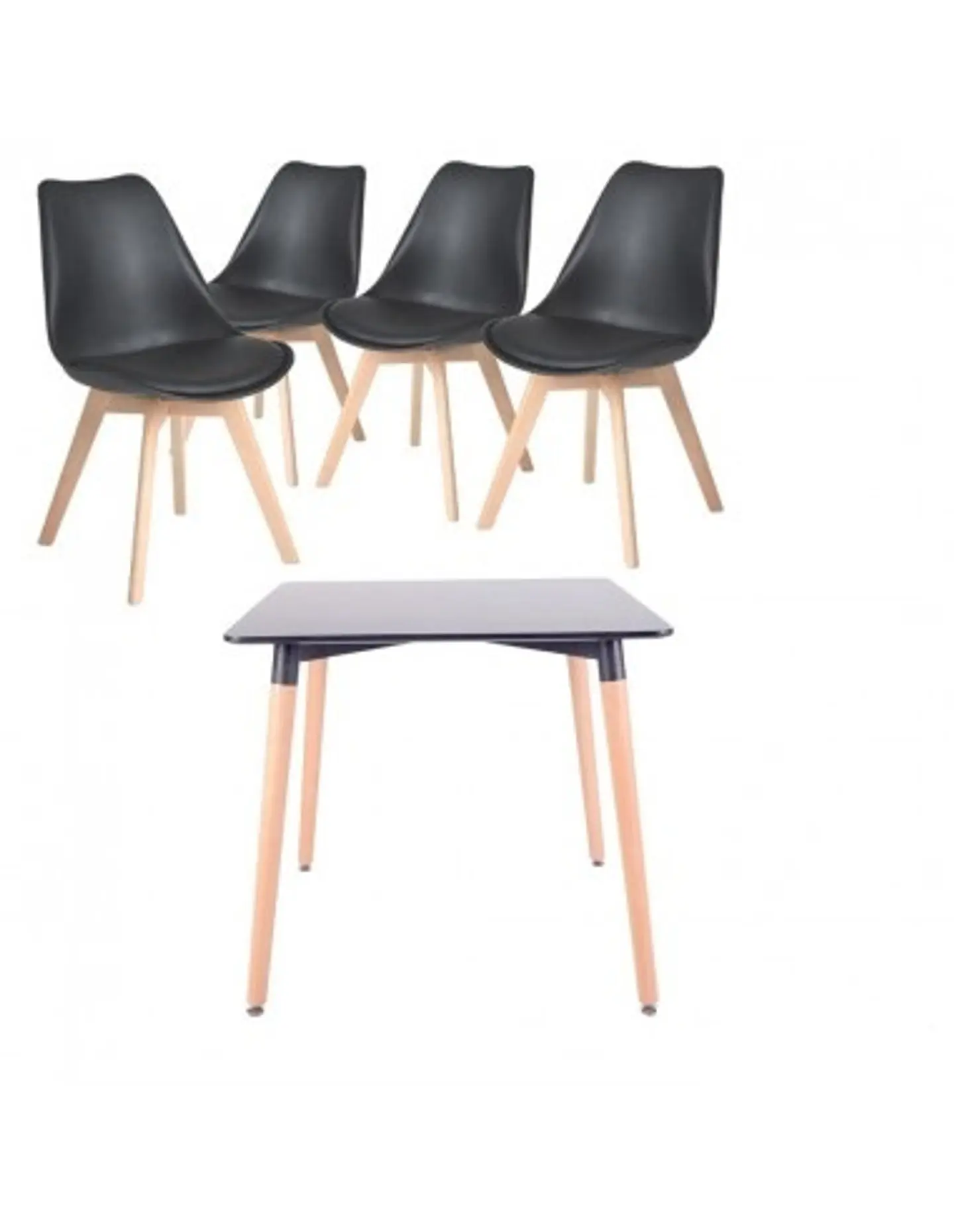 Comedor Cuadrado Melamina 4 Sillas Tulip – Mesa 80x80cm 4
