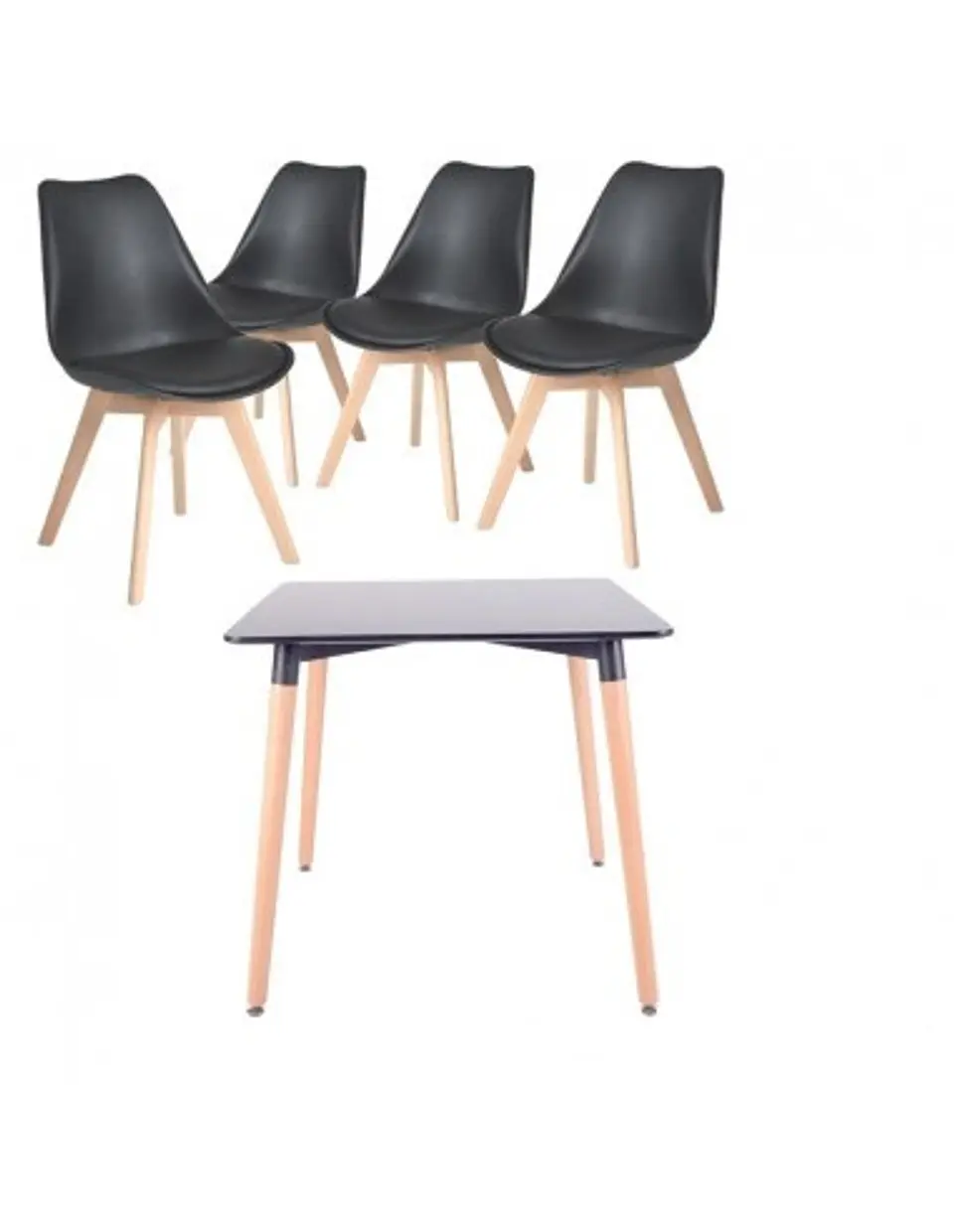 Comedor Cuadrado Melamina 4 Sillas Tulip – Mesa 80x80cm 4