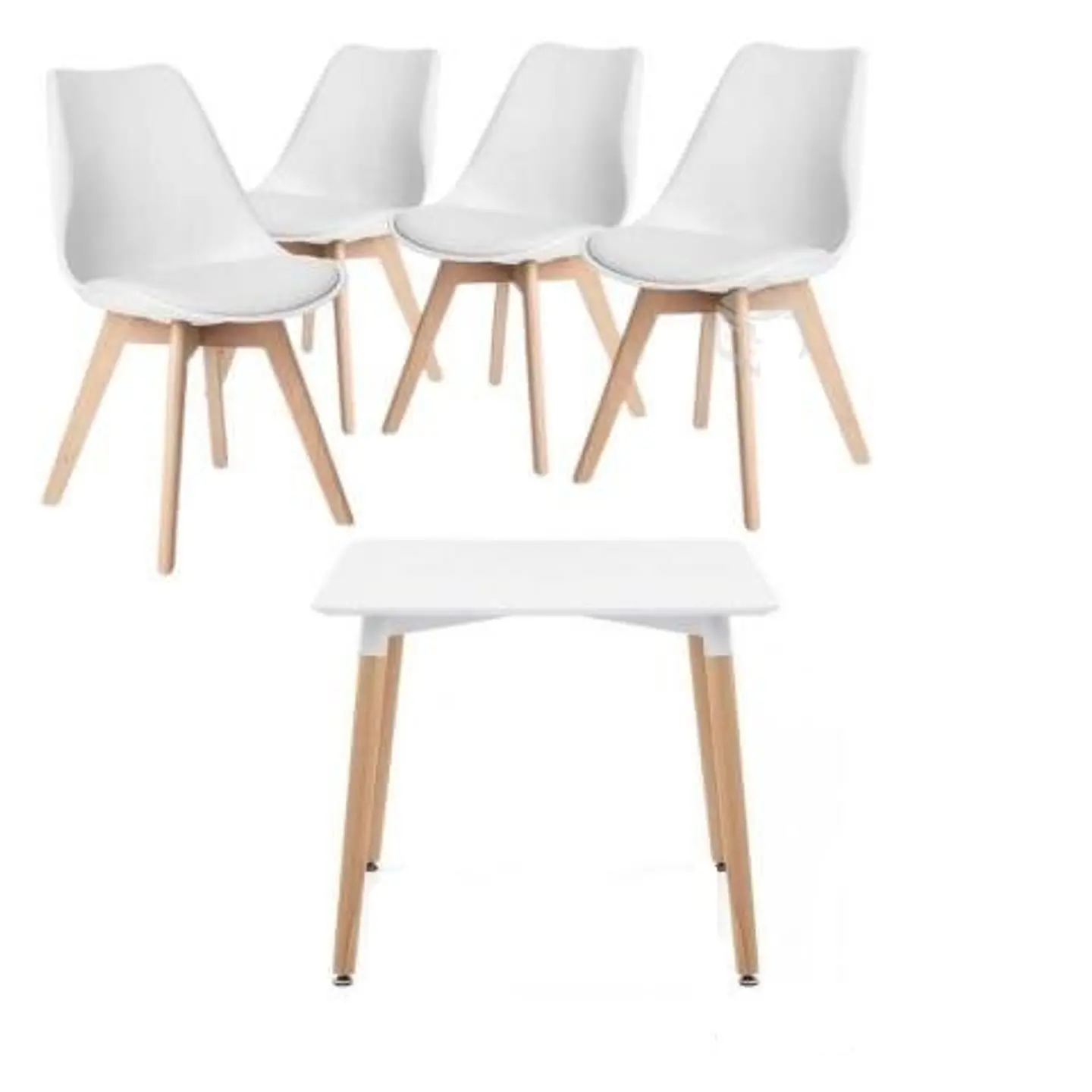 Comedor Cuadrado Melamina 4 Sillas Tulip – Mesa 80x80cm 2