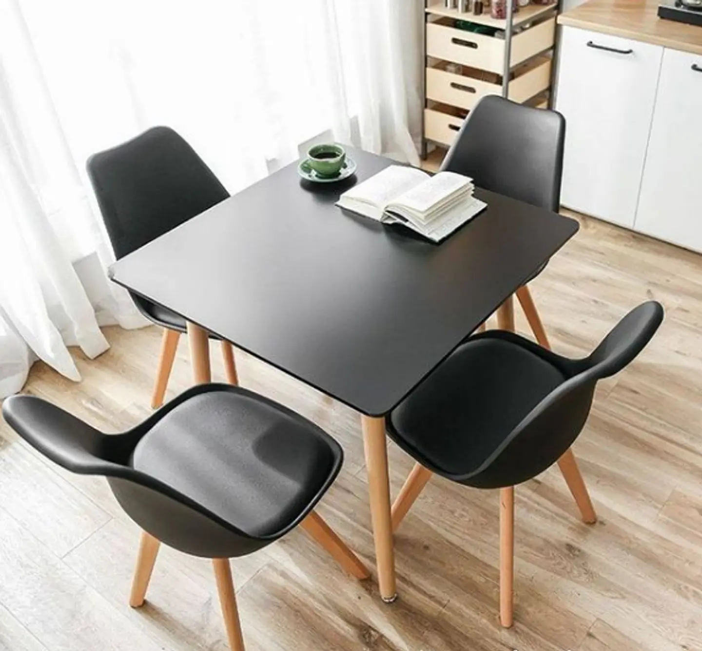 Comedor Cuadrado Melamina 4 Sillas Tulip – Mesa 80x80cm 6