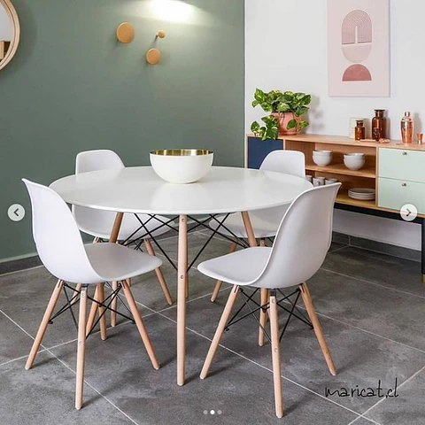 Comedor Redondo Melamina 4 Sillas Eames – Mesa 100cm