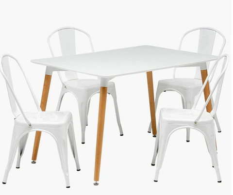 Comedor Redondo Melamina 4 Sillas Tolix – Mesa 100cm