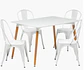 Comedor Rectangular Melamina 4 Sillas Tolix – Mesa 100cm - Miniatura 1