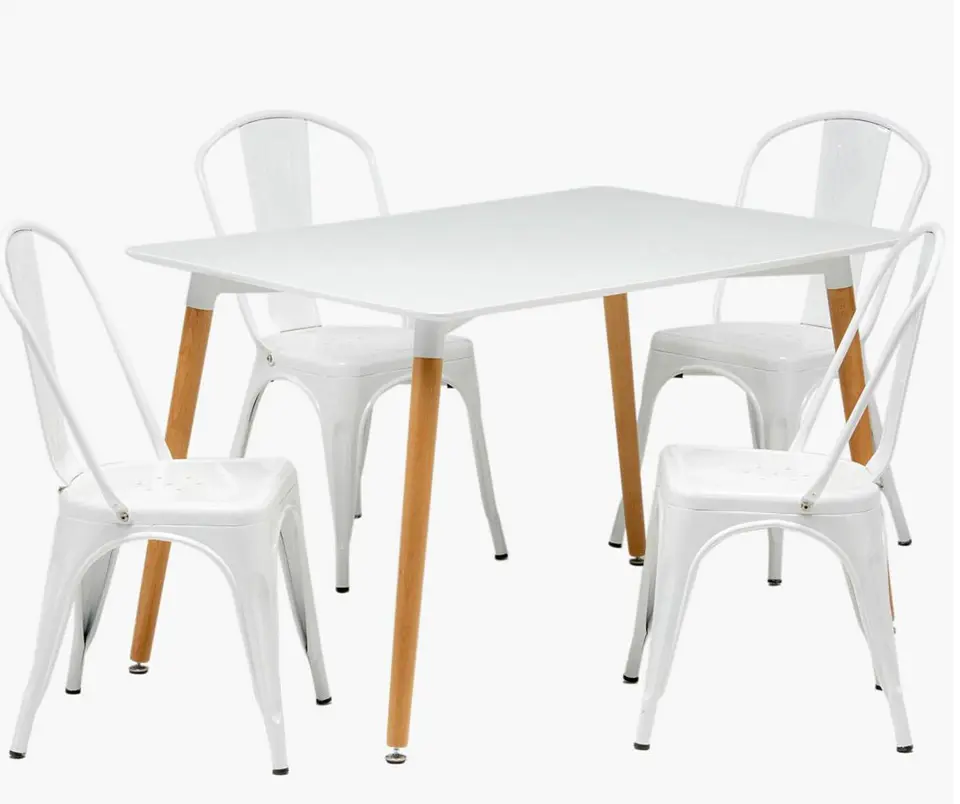 Comedor Rectangular Melamina 4 Sillas Tolix – Mesa 100cm 1