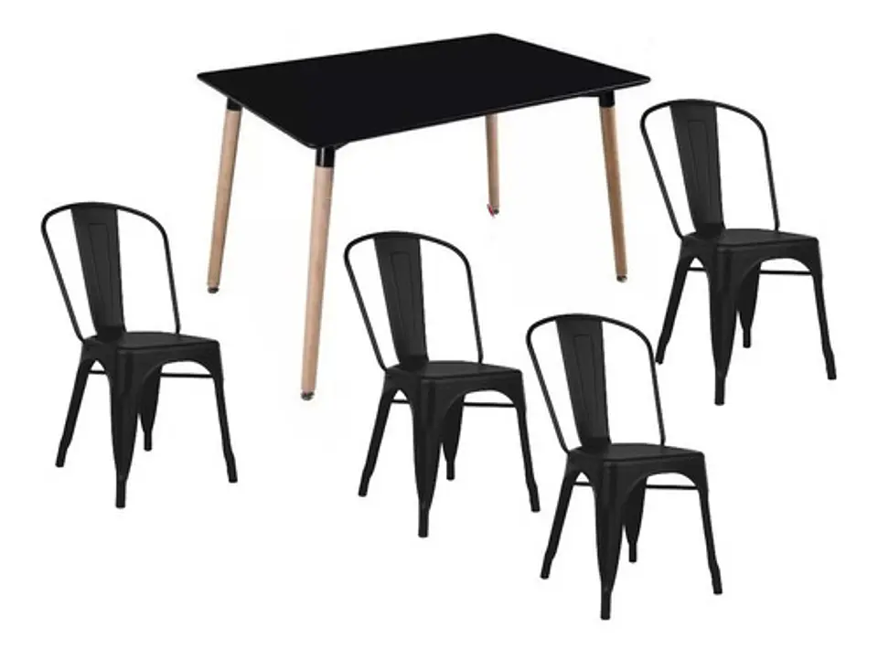 Comedor Rectangular Melamina 4 Sillas Tolix – Mesa 100cm 2