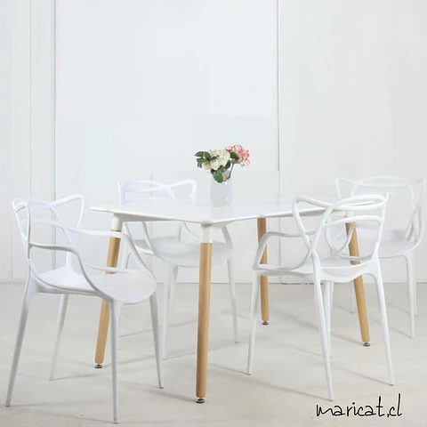 Comedor Rectangular Melamina 4 Sillas Masters – Mesa 130x80cm