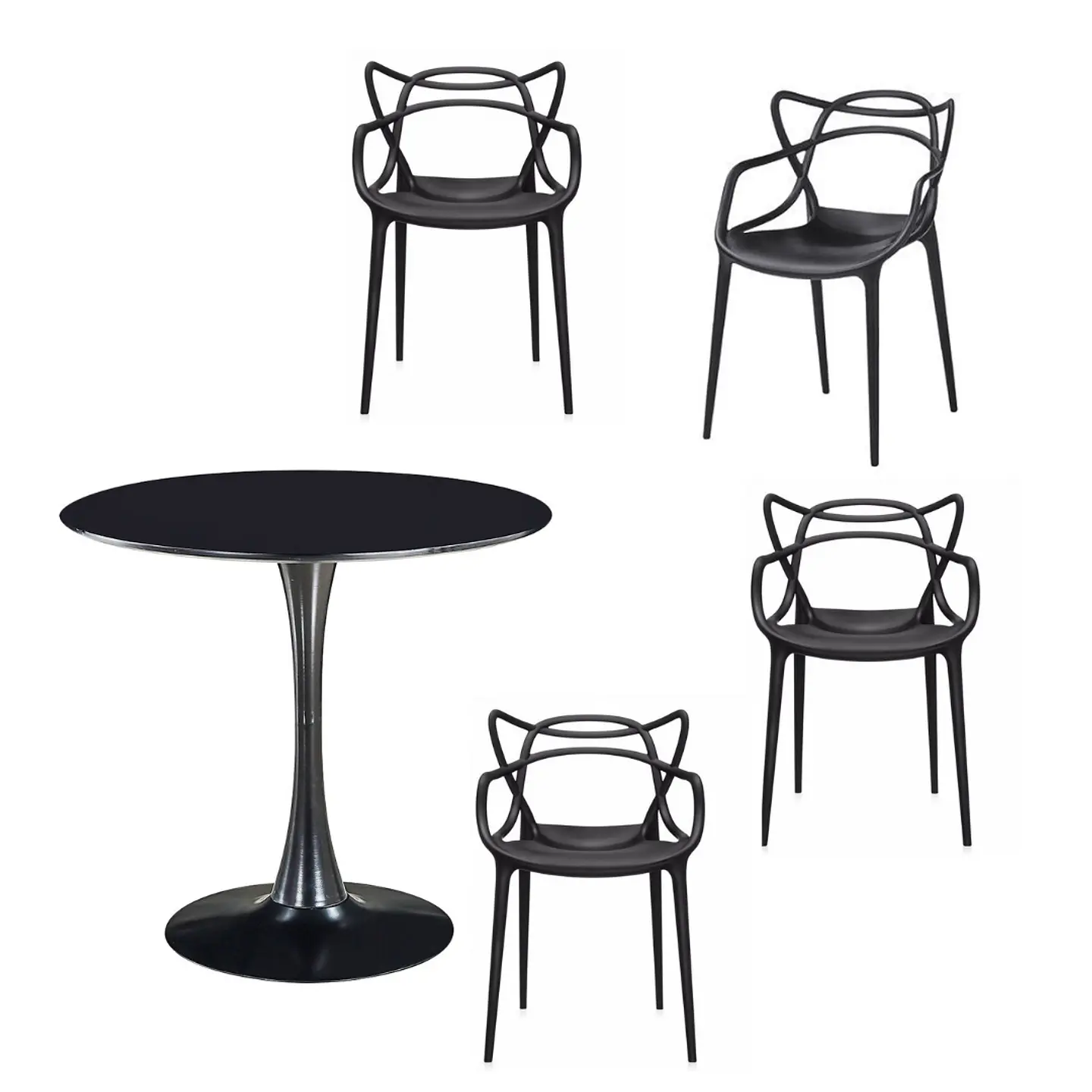Mesa Tulip Redonda +4 Sillas Masters polipropileno – Comedor 100cm 3
