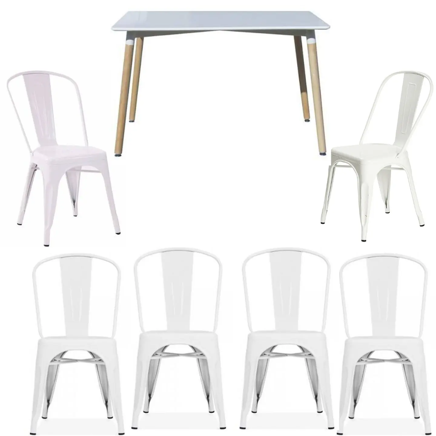 Comedor Rectangular Melamina 6 Sillas Tolix – Mesa 120x80cm 2