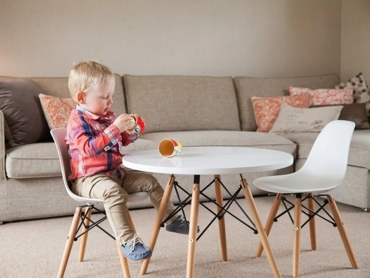 Mesa centro Kids 60cm MDF y Madera Blanca 3