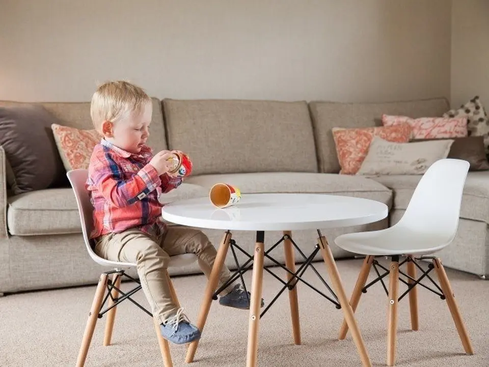 Mesa centro Kids 60cm MDF y Madera Blanca 3