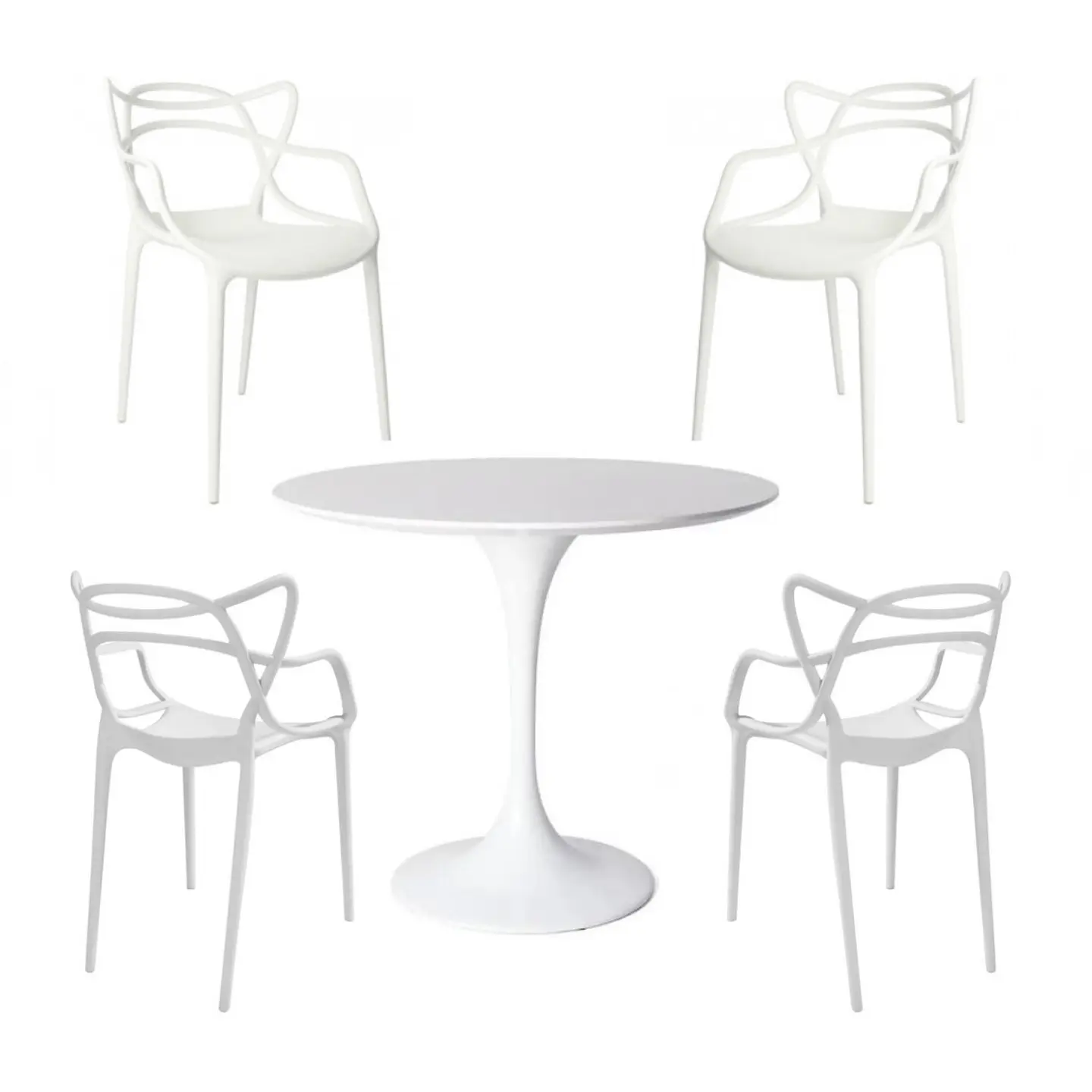Mesa Tulip Redonda +4 Sillas Masters polipropileno – Comedor 100cm 4