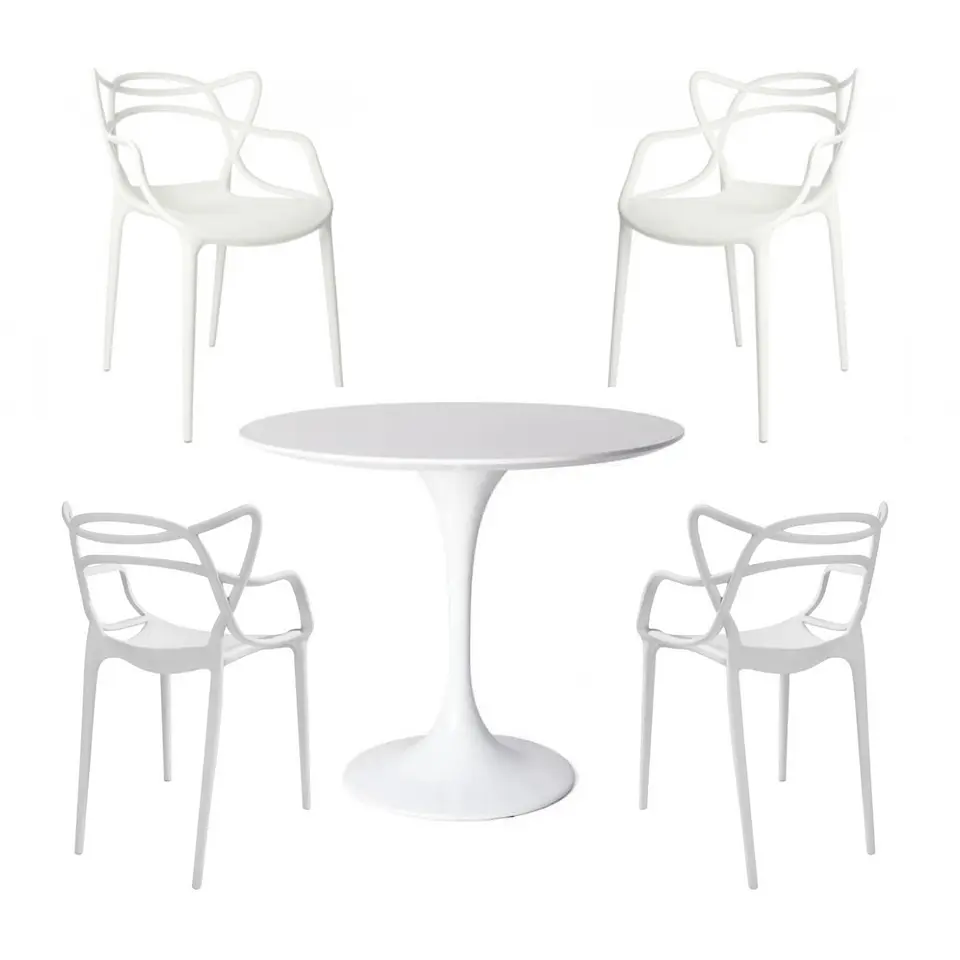 Mesa Tulip Redonda +4 Sillas Masters polipropileno – Comedor 100cm 4