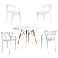 Mesa Redonda eames MDF + 4 sillas master polipropileno- comedor 100cm - Miniatura 1