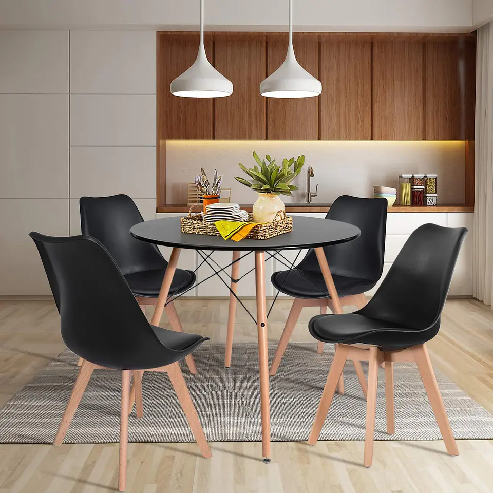Comedor Redondo Melamina 4 Sillas Tulip – Mesa 80cm 8