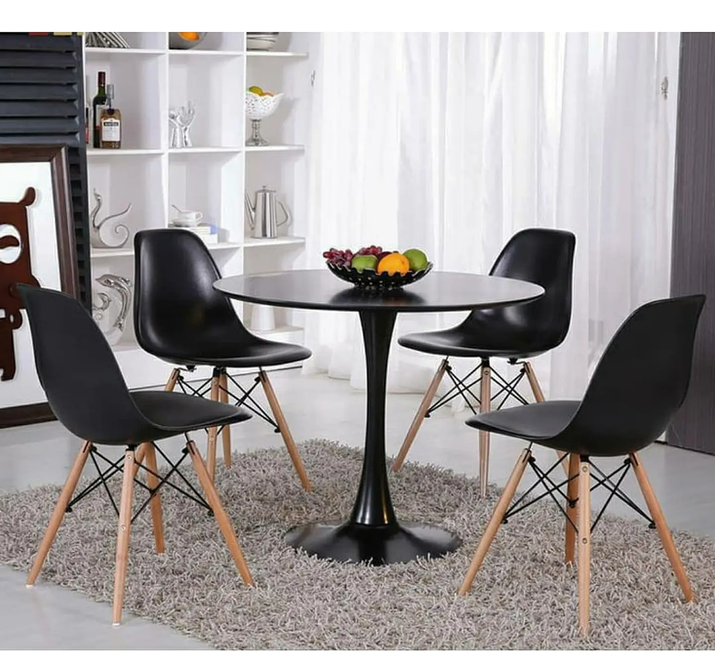 Mesa Tulip Redonda Melamina + 4 Sillas Eames – Comedor 80cm 3
