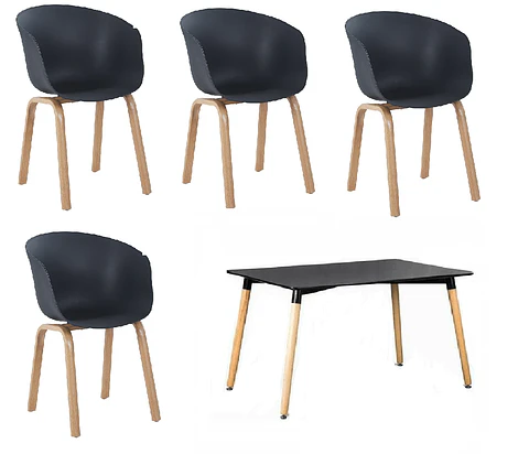 Comedor Rectangular Melamina 4 Sillas Eames – Mesa 130x80cm