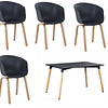 Pack Mesa Rectangular EAMES MDF con Cubierta de Melamina Biselada + 4 Sillones Cup de Polipropileno – Diseño Contemporáneo