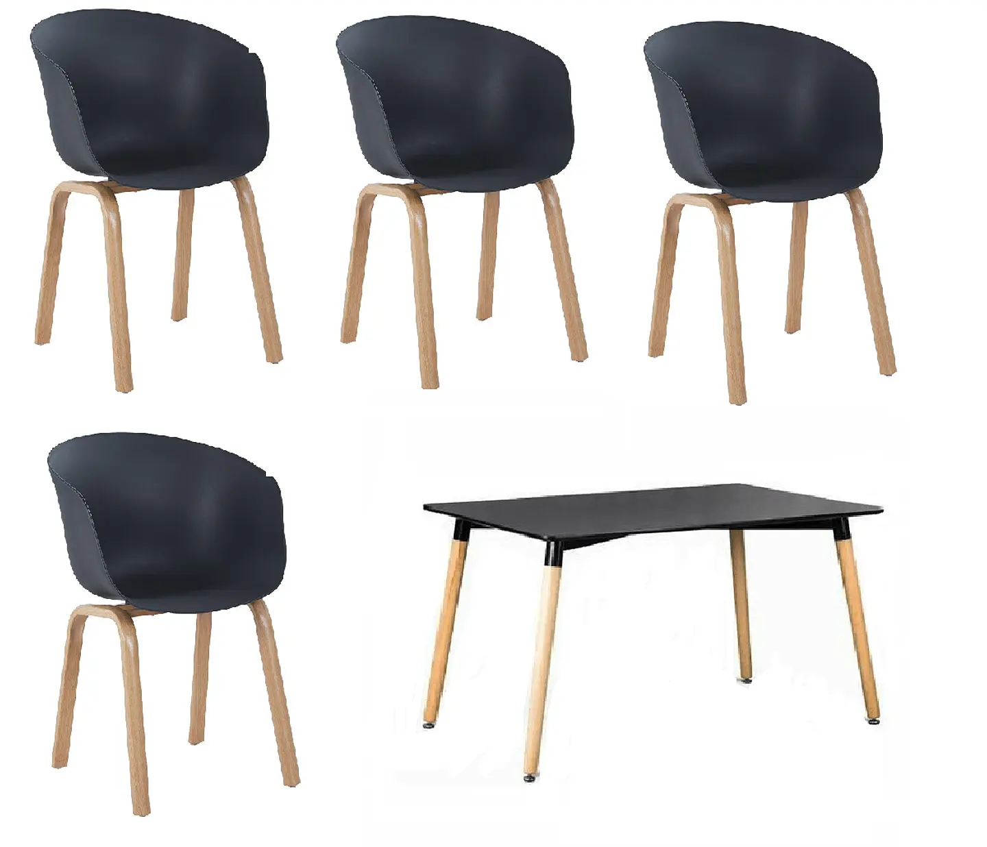 Comedor Rectangular Melamina 4 Sillas Eames – Mesa 130x80cm 1