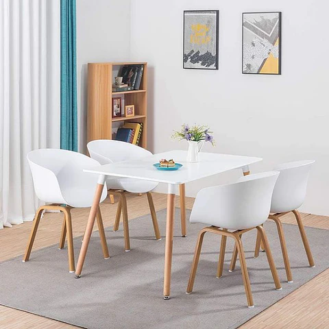 Comedor Rectangular Melamina 4 Sillas Eames – Mesa 130x80cm