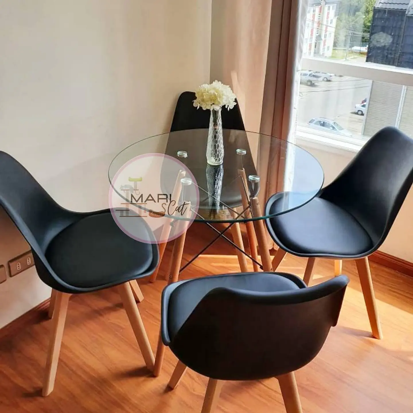 Comedor Redondo Vidrio 4 Sillas Tulip – Mesa 80cm 2