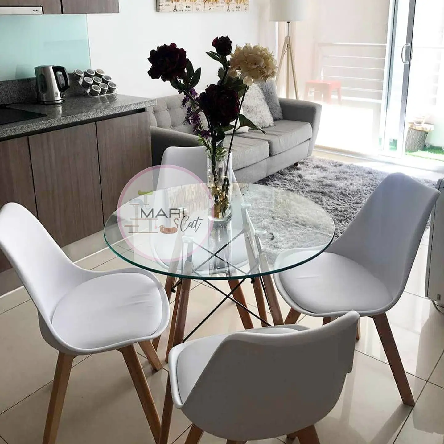 Comedor Redondo Vidrio 4 Sillas Tulip – Mesa 80cm 3