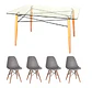 Mesa Rectangular europeo vidrio metal + 4 sillas eames polipropileno- comedor 120cm - Miniatura 6