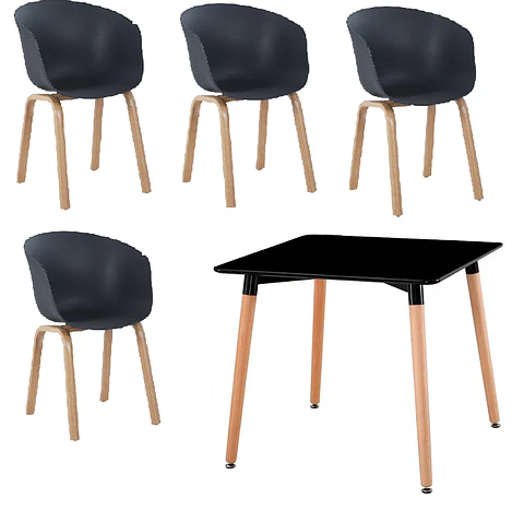 Comedor Cuadrado Melamina 4 Sillas Eames – Mesa 80x80cm