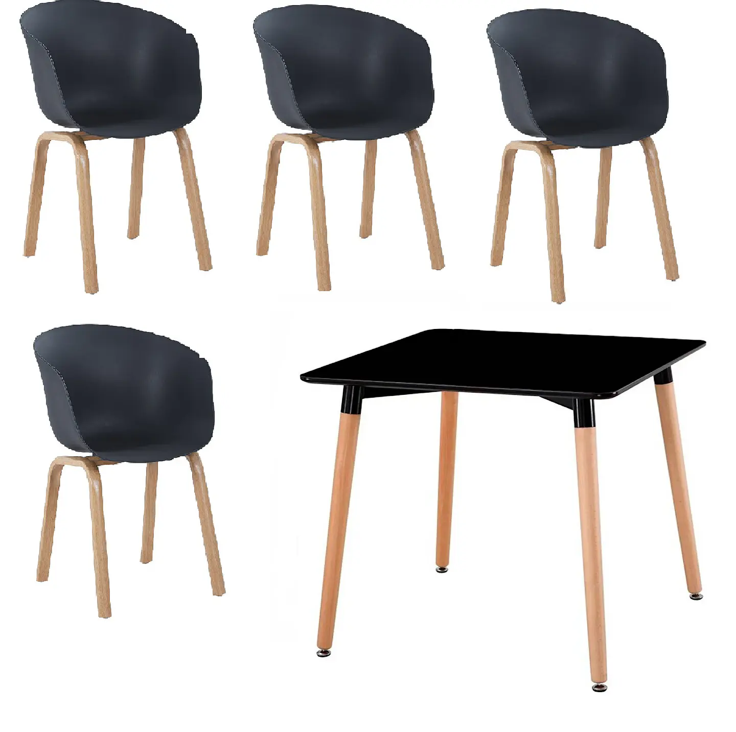 Comedor Cuadrado Melamina 4 Sillas Eames – Mesa 80x80cm 1