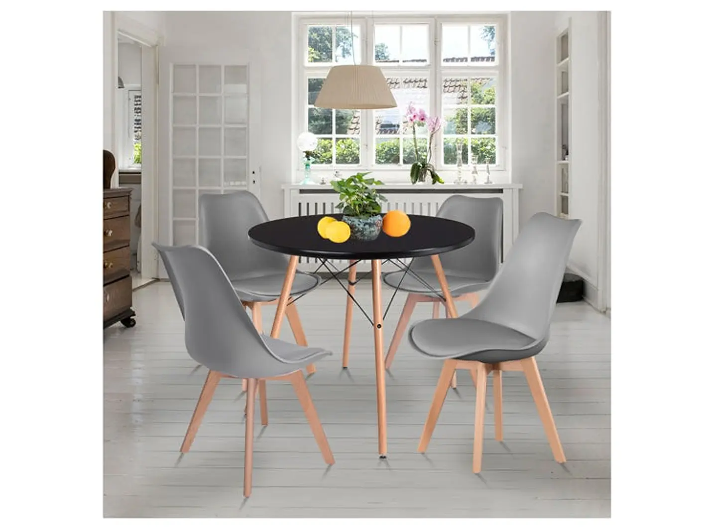 Comedor Redondo Melamina 4 Sillas Tulip – Mesa 80cm 4