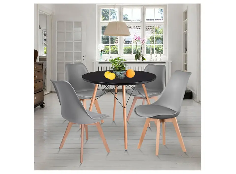 Comedor Redondo Melamina 4 Sillas Tulip – Mesa 80cm 4
