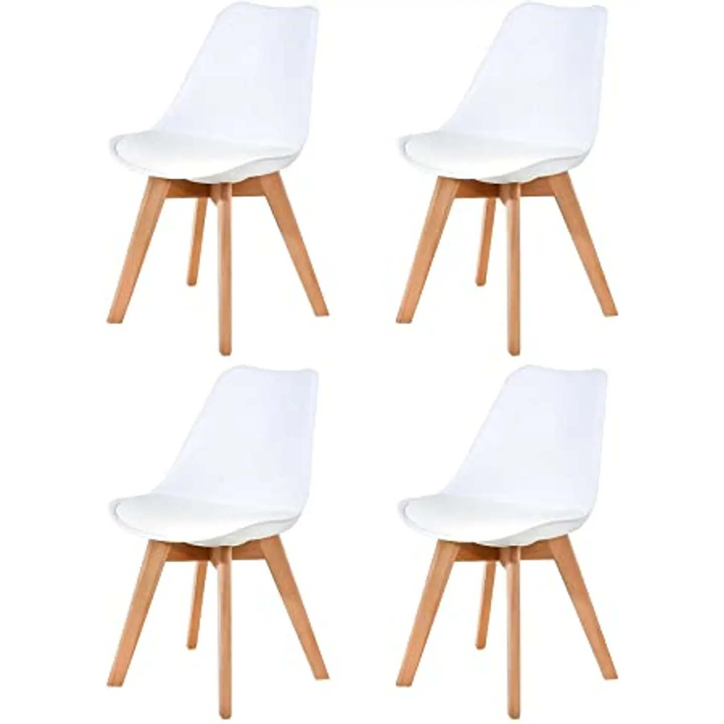 Pack 4 Sillas Tulip Asiento Polipropileno Cojín Eco Cuero  7