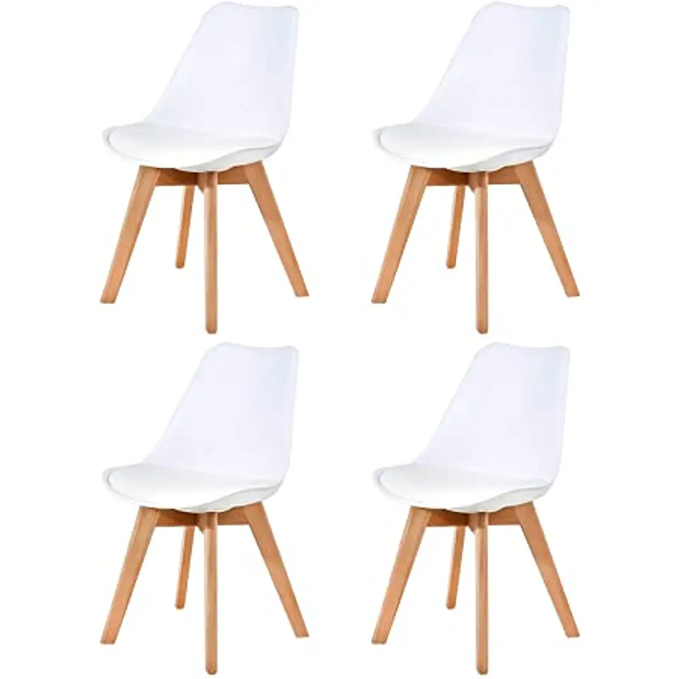 Pack 4 Sillas Tulip Asiento Polipropileno Cojín Eco Cuero  7
