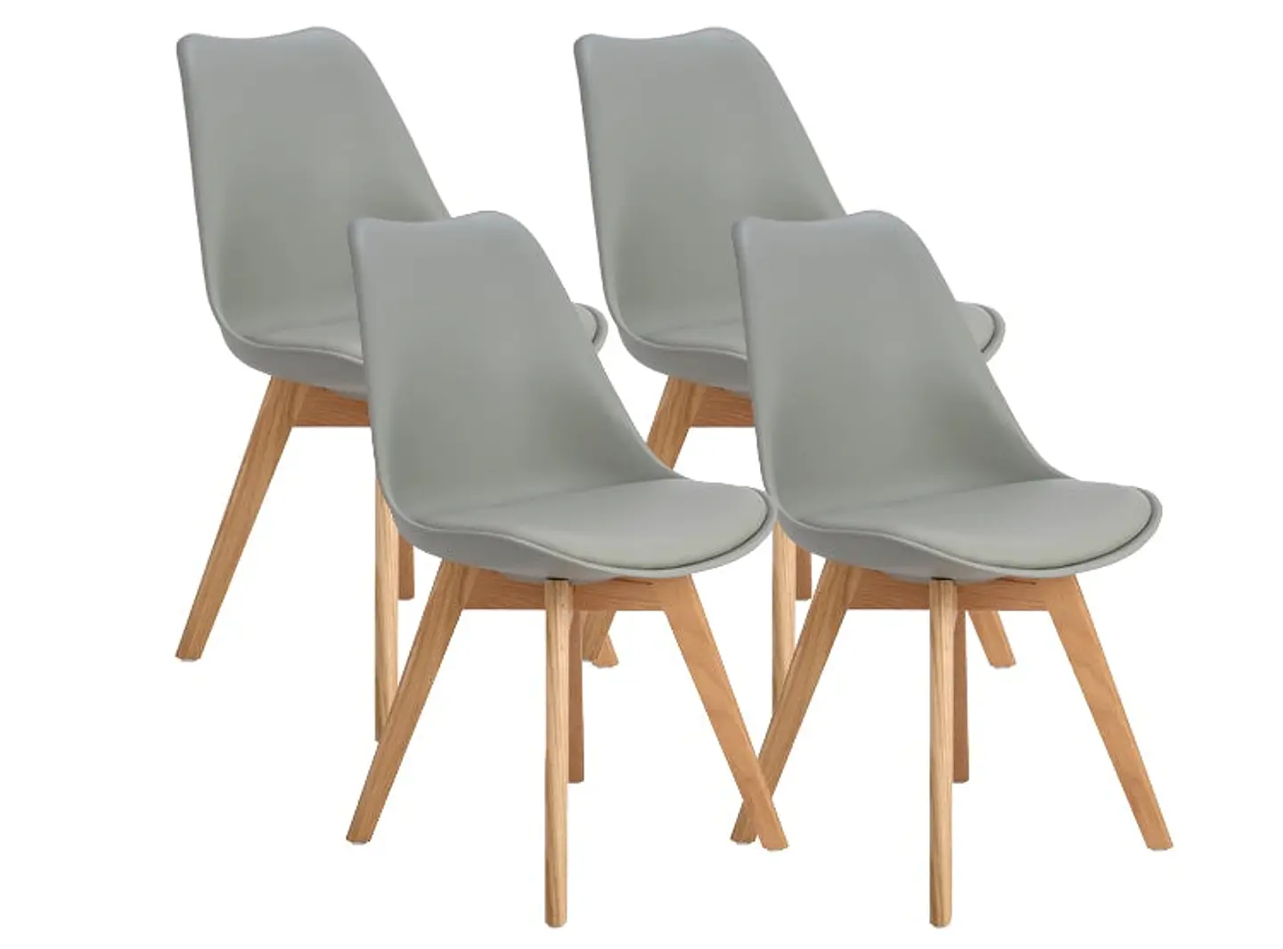 Pack 4 Sillas Tulip Asiento Polipropileno Cojín Eco Cuero  4