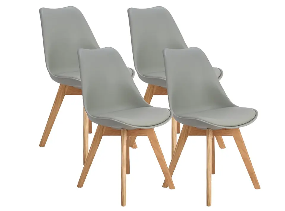 Pack 4 Sillas Tulip Asiento Polipropileno Cojín Eco Cuero  4